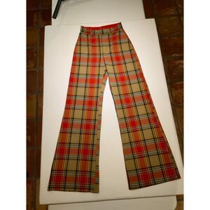 Free People Plaid Flared Pants- Retro Wide Leg Statement Trouser Size 0